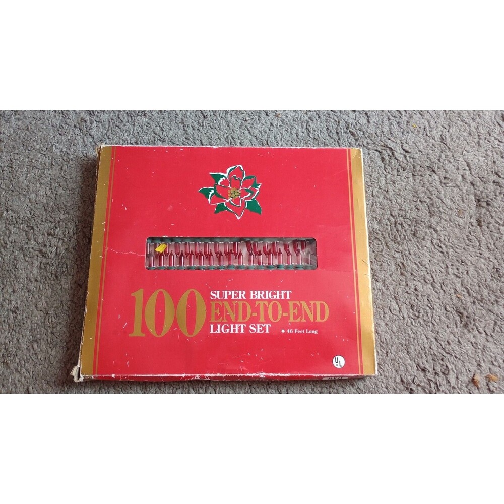 NEW CHRISTMAS LIGHTS Holiday Time 100 Super Bright End-to-End Light Set NOS